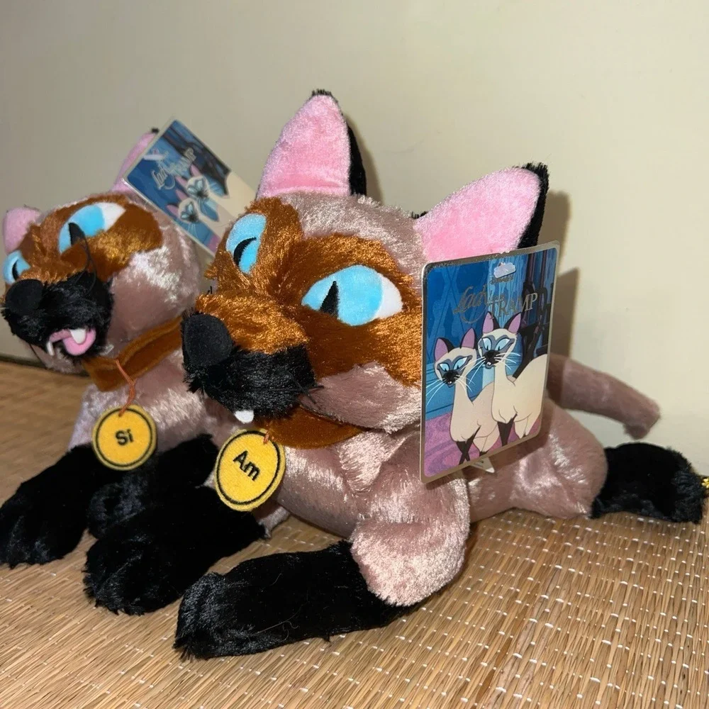 Disney Store Lady And The Tramp Siamese Cats Plush Si  And Am Bean Bag Set